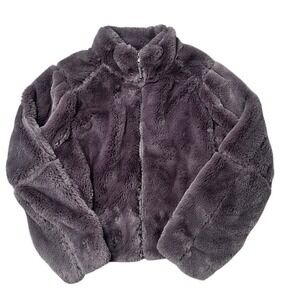 Patagonia Lunar Frost Faux Fur Jacket Womens M Gray Cozy Warm Full Zip Teddy